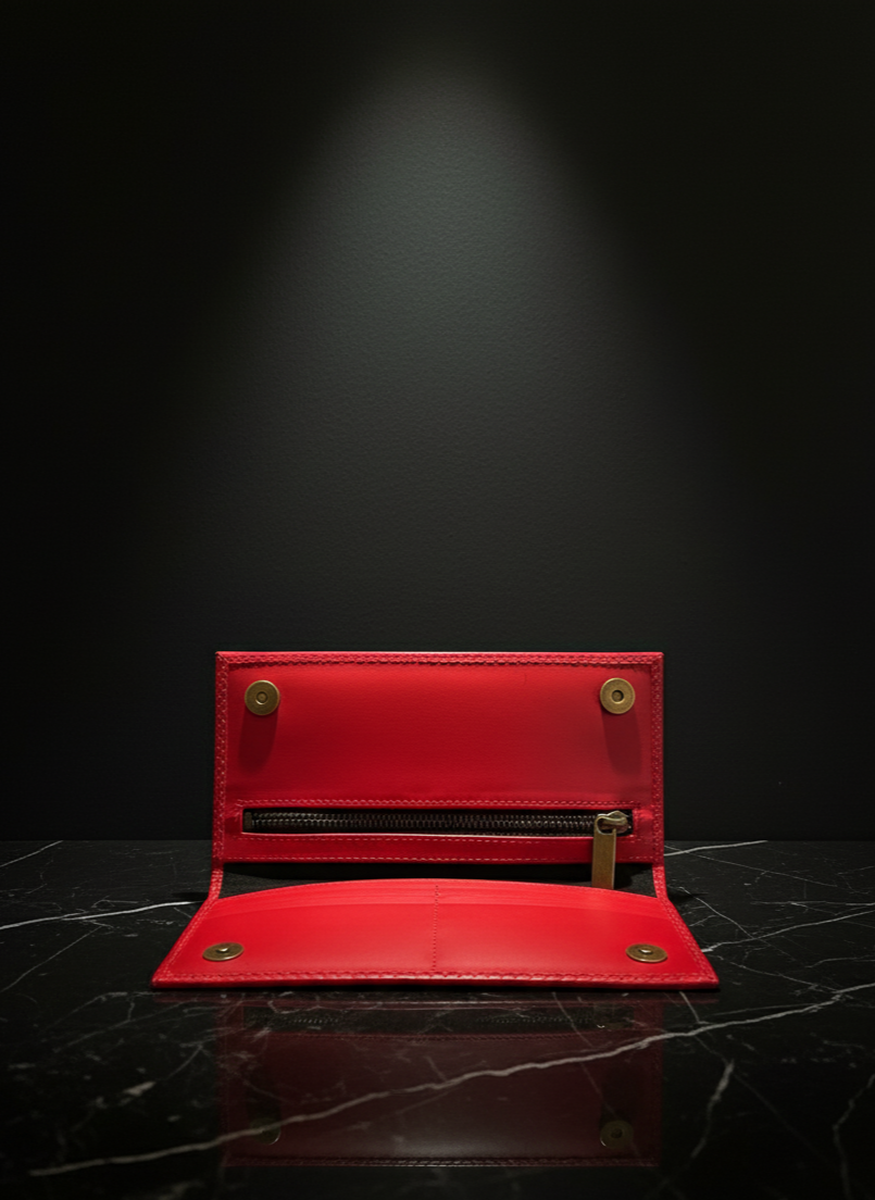 Billetera de cuero rojo