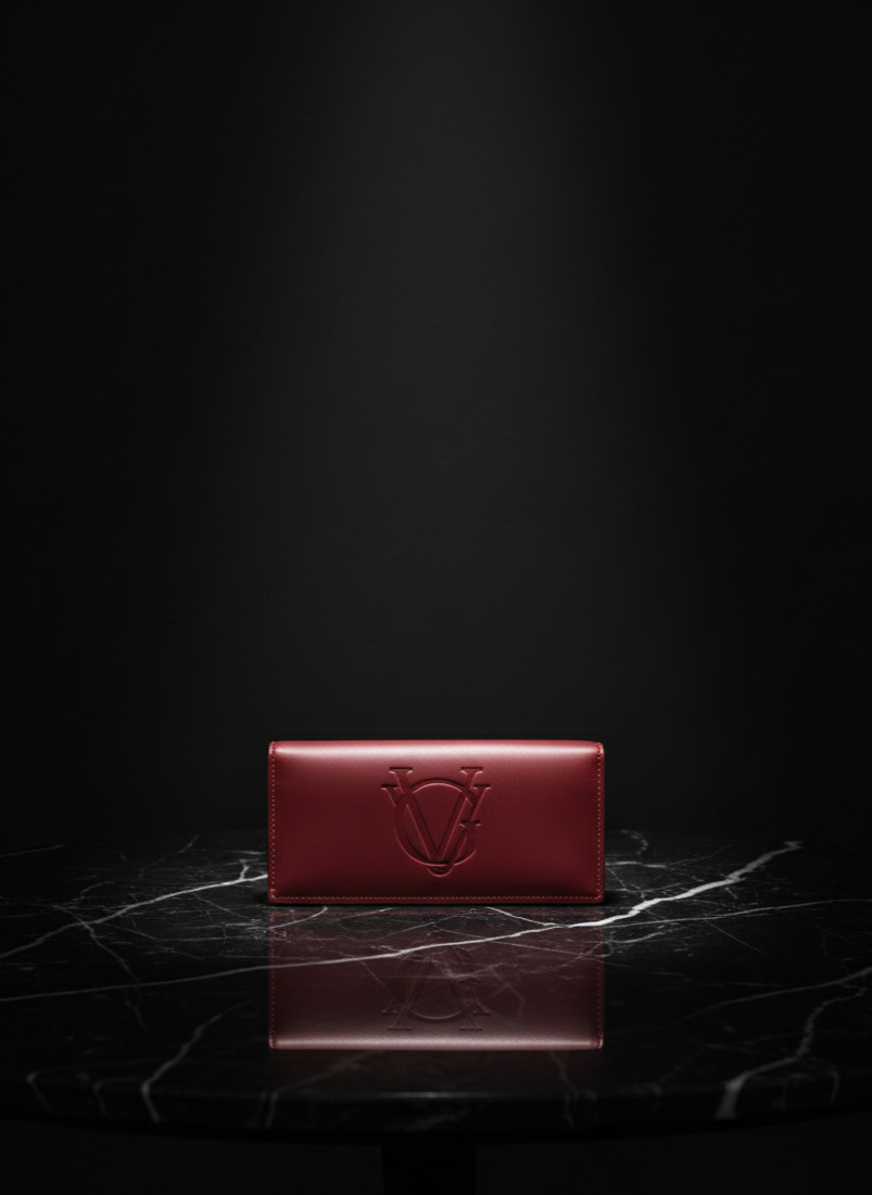 Billetera de cuero rojo vino